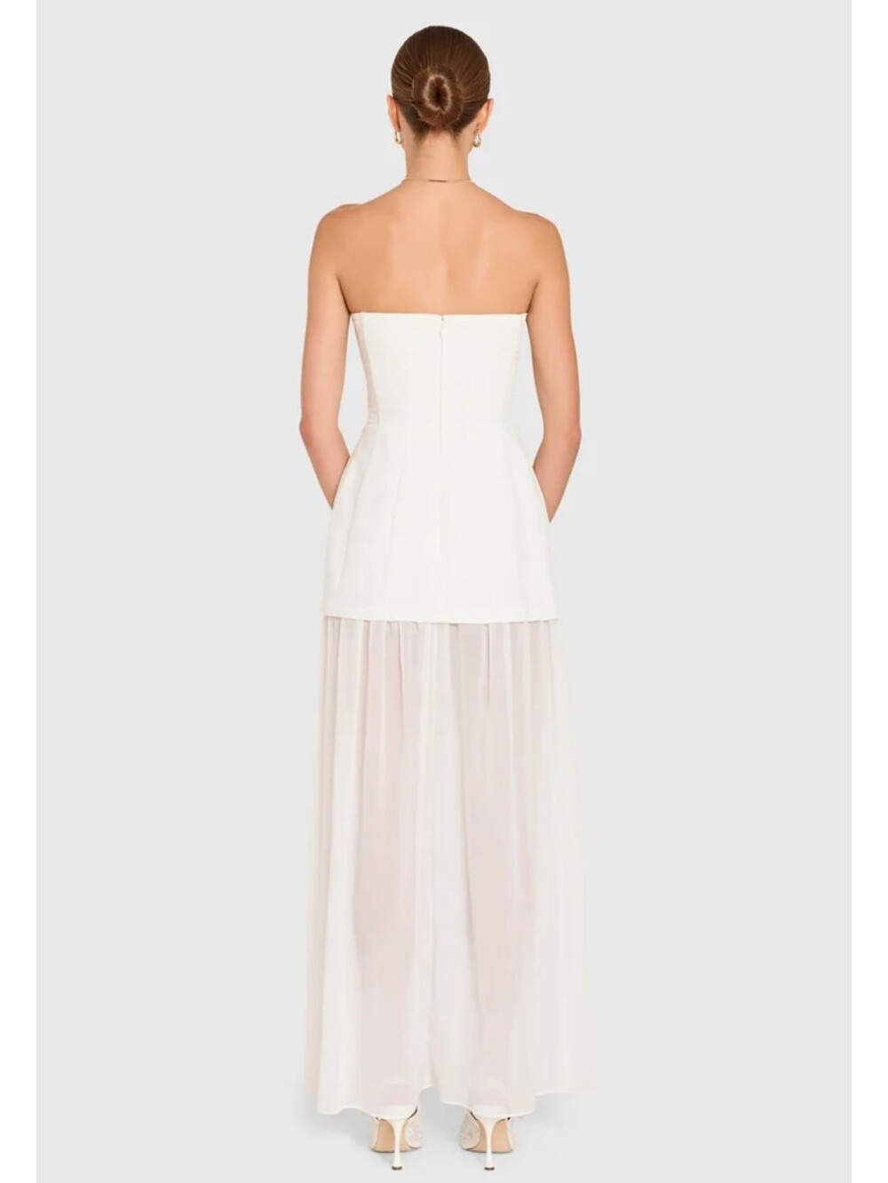 Amanda Uprichard Strapless White Maxi Dress with Sheer Skirt - Picture 6 of 11